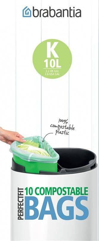 Brabantia PerfectFit avfallspåse komposterbar Typ K, 10L, 10 påsar