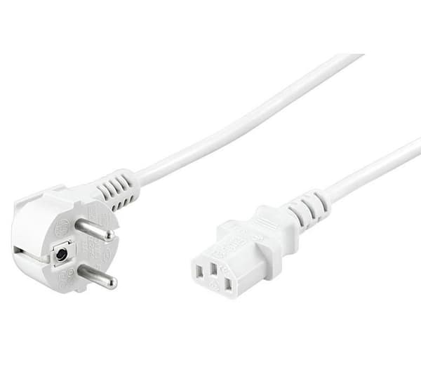 MicroConnect Strømkabel 5m Hvid IEC320 Vinklet Stik Schuko H05VV-F3G 1mm3