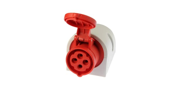 Teräspistorasia 16A 4P 400V punainen IP44 114-6