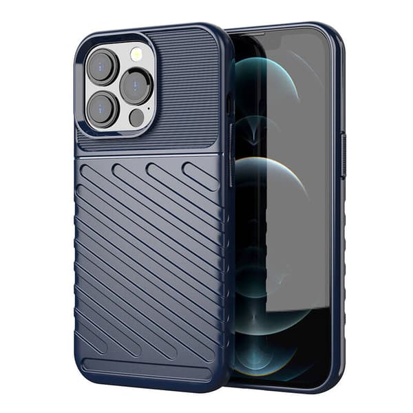Thunder Case Flexibelt Robust Pansar Mobilskal TPU Skyddsfodral för iPhone 13 Pro blå