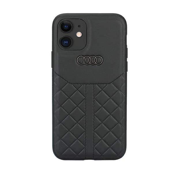 Audi ægte læder iPhone 12/12 Pro 6,1\" sort/sort Hardcase AU-TPUPCIP12P-Q8/D1-BK