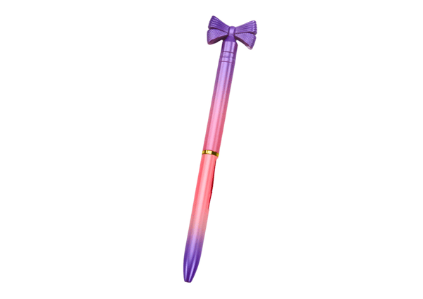 Pen med sløjfe farverig blå refill 0,7 mm mix