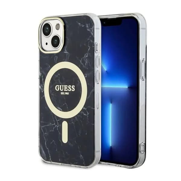 Guess GUHMP14MPCUMAK iPhone 14 Plus 6,7\" sort/sort Hardcase Marble MagSafe