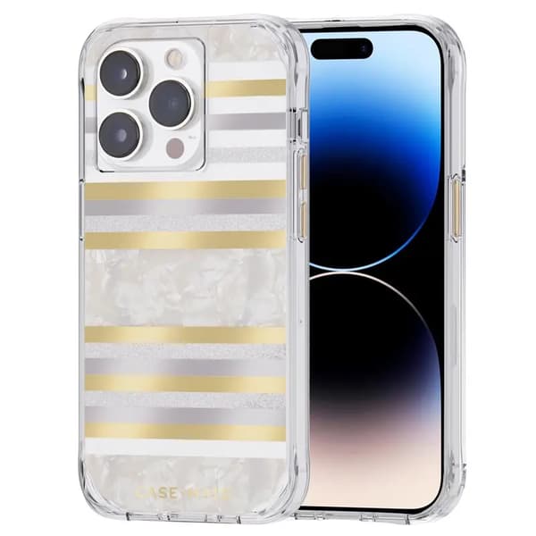 Case-Mate Pearl Stripes MagSafe - iPhone 14 Pro Cover Dekoreret Perlestriber