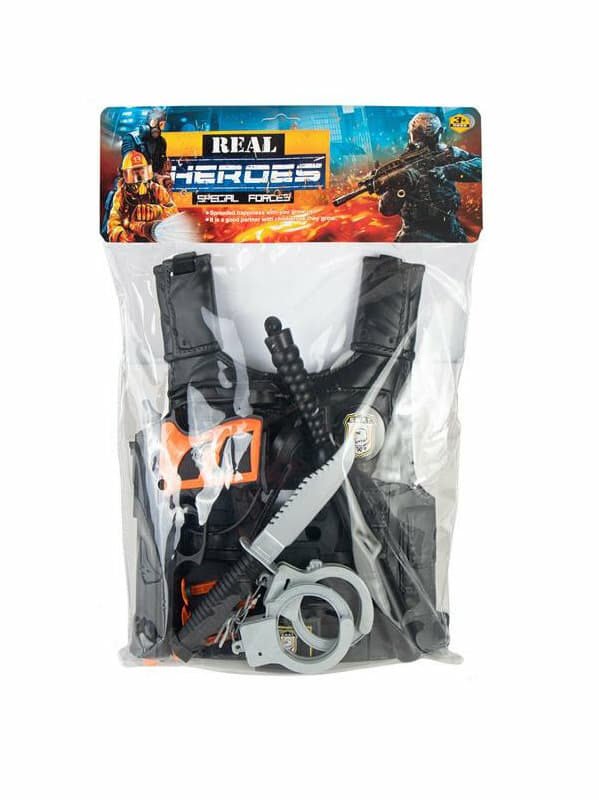 Specialstyrkeset, väst, batong, handbojor, kniv, pistol 101728