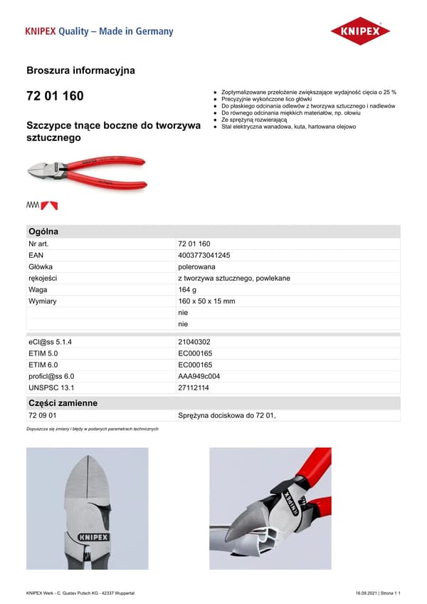 KNIPEX-sivuleikkurit muoveille