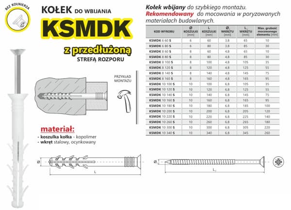 SNABBMONTERINGSDYBEL MED FÖRLÄNGD EXPANSIONSZON 8*80MM