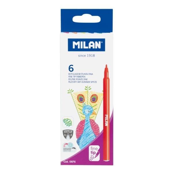 Tynde tuschpenne 6 farver MILAN