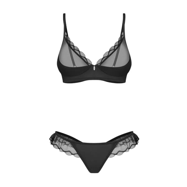 Obsessive Stelisa Sort 2-delt sæt S/M - Elegant Lingeri i Mesh & Tyl