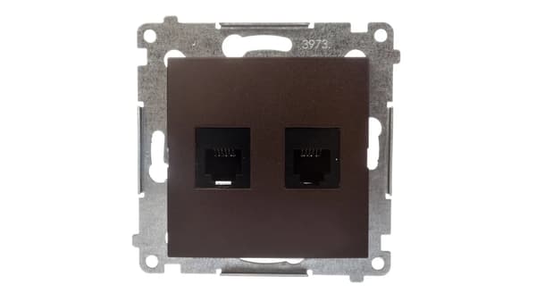 Simon 54 Dobbelt telefonstik 2xRJ12 messing mat DT2.01/46