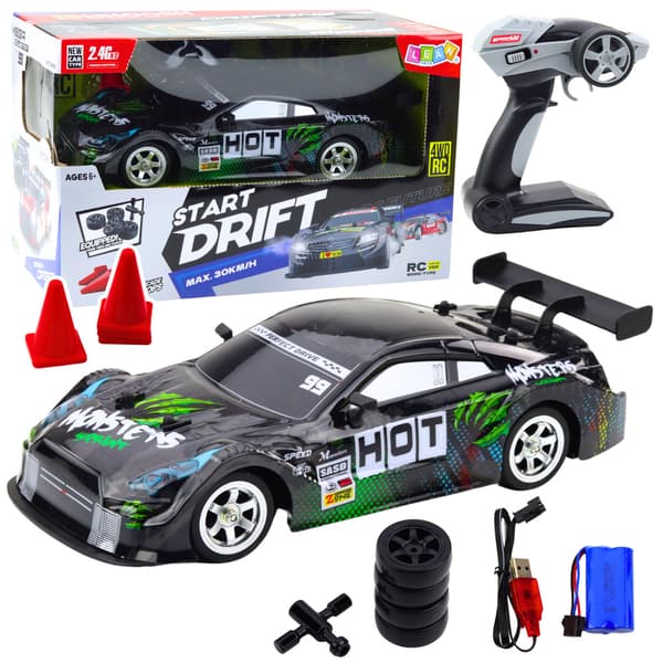 Drift-auto RC Musta Vihreä 30km/h 1:16