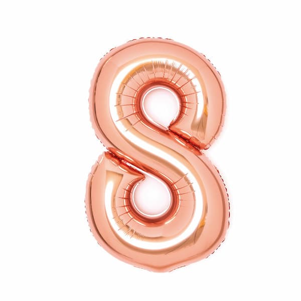 Folieballon nummer 8 pink guld 49x66cm 9913223