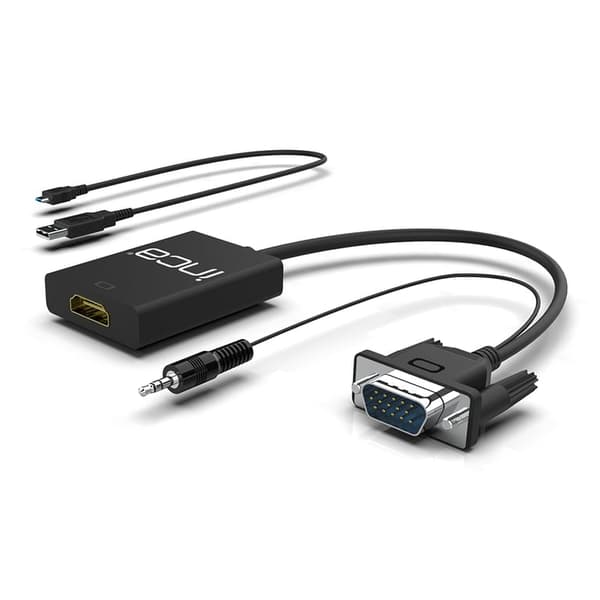 INCA-adapter IVTH-02 VGA+USB-A+ljud > HDMI, 0,2 m i butiksförpackning