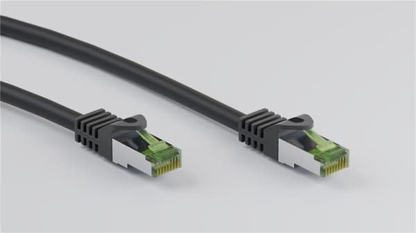 GHMT-certificeret S/FTP (PiMF) CAT 8.1 patchkabel, sort, 0,25 m, 61091