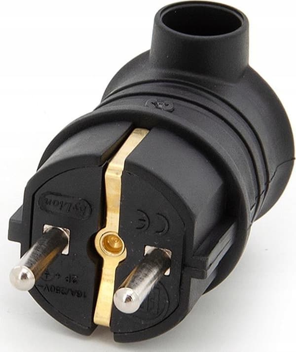 Ilmatiivis kumitulppa 230V IP44 16A schuko, musta, TWGK-SCH