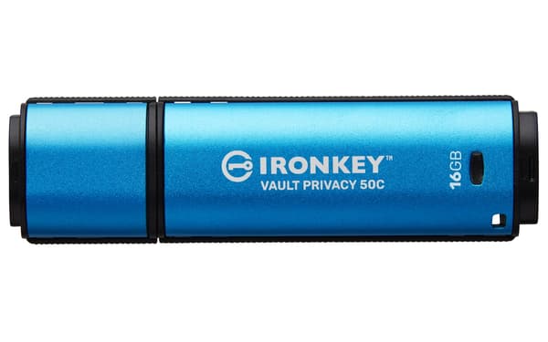 Kingston USB-flashdrev IronKey Vault Privacy 50C - USB 3.2 Gen 1 - 16 GB - sort/blå