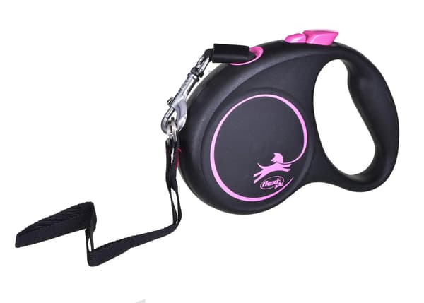 Hundkoppel Flexi BLACK DESIGN 5 m Rosa Storlek S