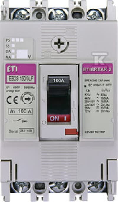Kompakt afbryder 3P 100A 16kA /ureguleret/ EB2S 160/3LF 004671809