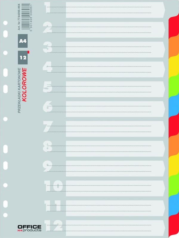 Herlitz KARTONGREGISTER A4 INDEX 12 FÄRGER