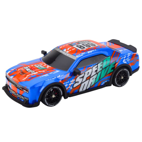 RC-urheiluauto valaistulla drift-korilla, sininen