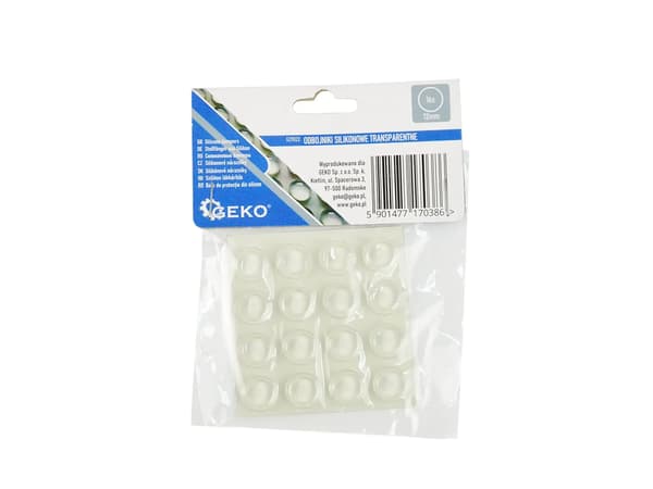 Gennemsigtige silikonefendere — runde under møbler 12mm 16 stk (25/250)