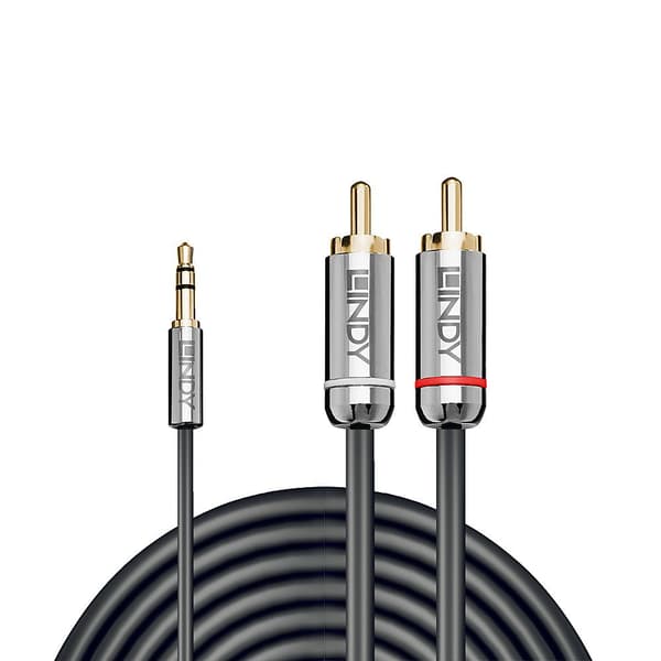Kabel Lindy Jack 3.5mm - RCA (Cinch) x2 10m sølv (35337)