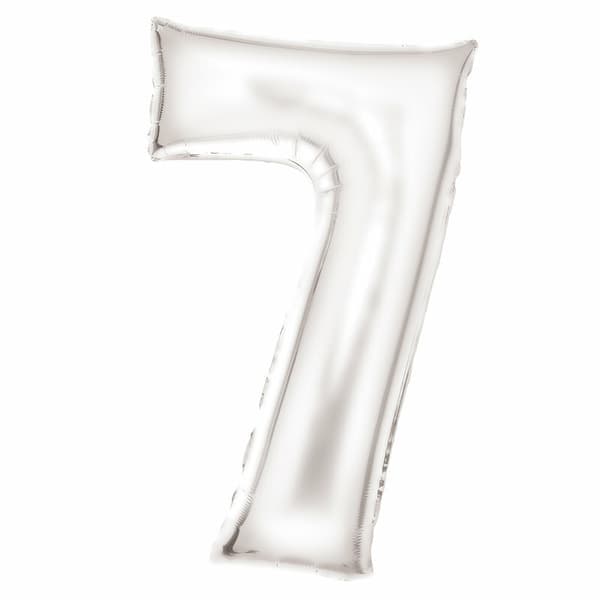 Folieballong nummer 7 satin vit 86cm 9917299