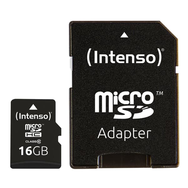 Intenso microSDHC 16GB C10 med adapter