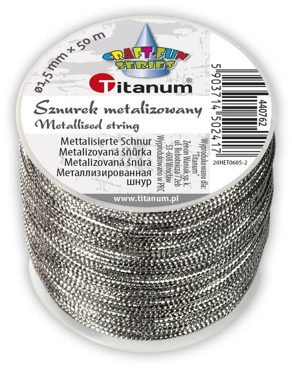 Metalliserad snodd med kärna 1,5mmx30m silver