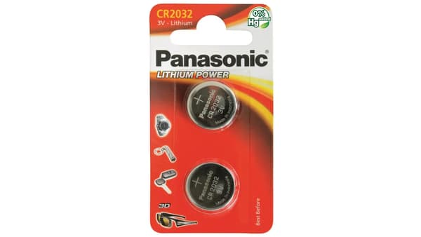 1x2 Panasonic CR 2032 Litiumkraft