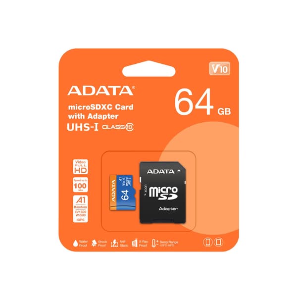 ADATA 64GB UHS-I CL10 A1 V10 Micro SDHC Detailhandel