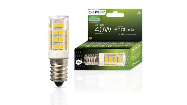 LED-lampa E14 T25 5W = 40W 470lm 6500K Kall 320 LUMILED