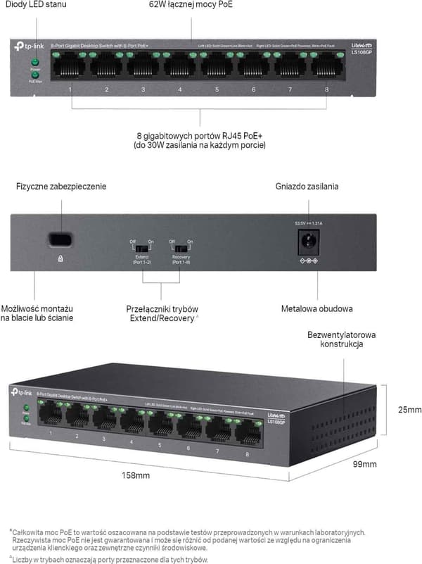 Switch LS108GP 8xGe PoE+