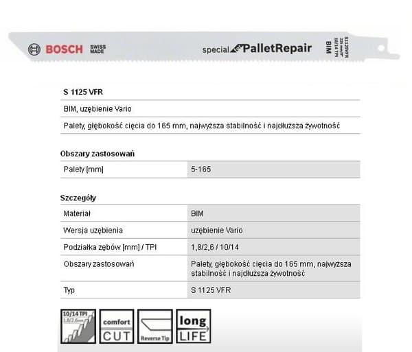 BOSCH PUUKKOSAHA TERÄ S1125VFR 225mm METALLI /5kpl.
