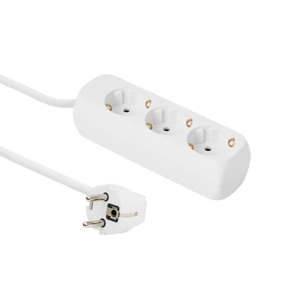 MicroConnect 3-vejs Schuko Stikdåse 3M Hvid Uden ON/OFF Afbryder, med børnesikring