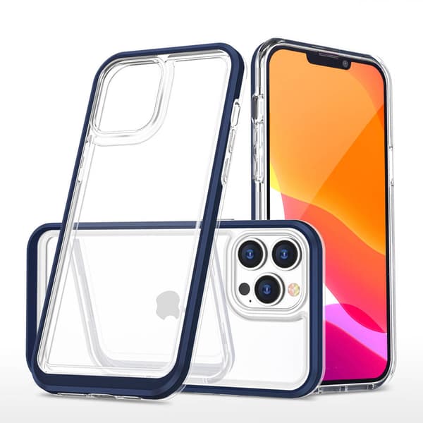 Klare 3-i-1-fodral för iPhone 13 Pro, blå ram, gelfodral
