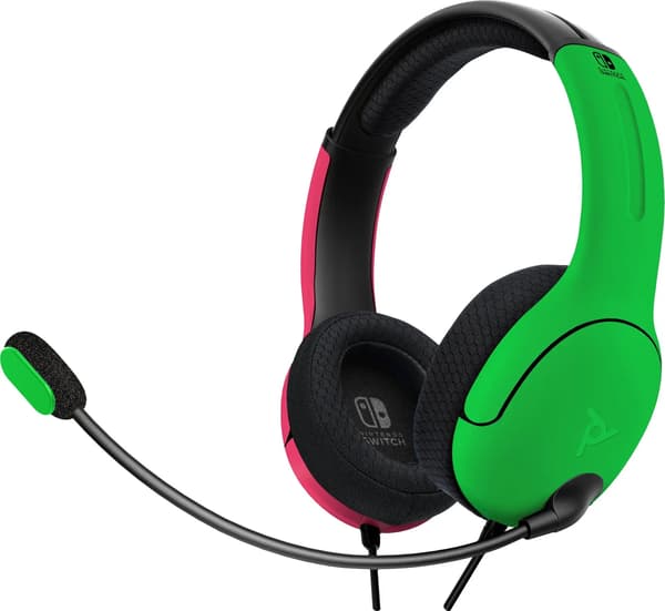 PDP NINTENDO SWITCH KABELTILSLUTTET HEADSET LVL40 PINK / GRØN