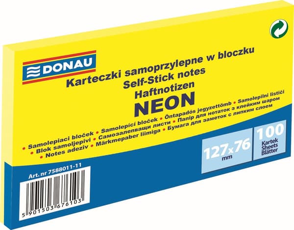 Noter Donau 127x76mm neon gul (100)