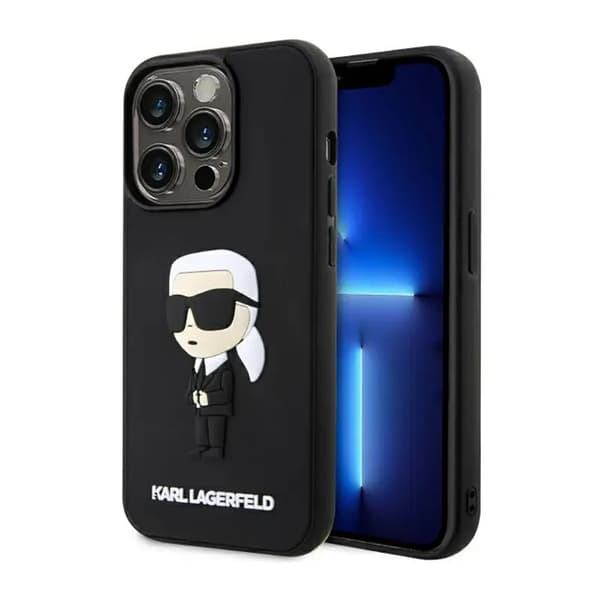 Karl Lagerfeld KLHCP14L3DRKINK iPhone 14 Pro 6.1\" sort/sort Hardcase Gummi Ikonik 3D
