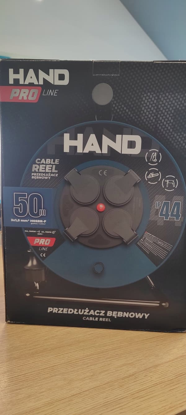 HÅNDKABELTROMLE 50m 3x1,5mm 16A/3680W/IP44