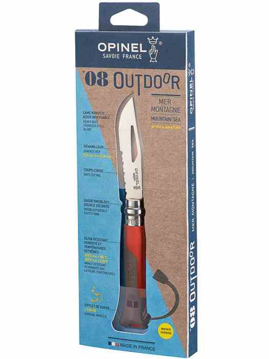 Opinel Nro 08 Outdoor Punainen linkkuveitsi