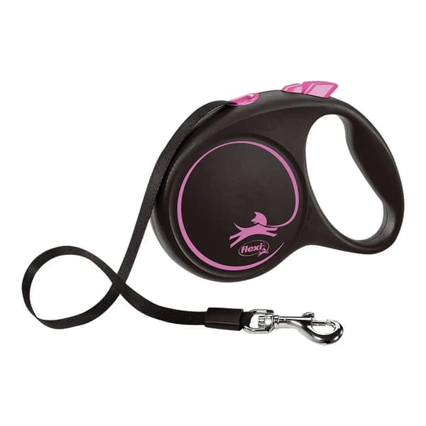 Hundkoppel Flexi BLACK DESIGN 5 m Rosa Storlek M