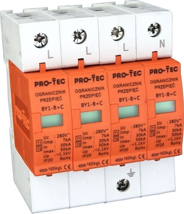 Protec ylijännitesuoja 4p B+C (I+II) BY1-B+C 4P 3212040 PRO-TEC