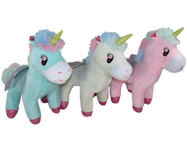 Maskot Unirosec 3 farver 20cm med glans mix pris for 1 stk
