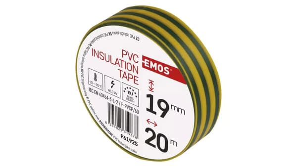 PVC isoleringstape 19mm/20m gul-grøn F61925 /10 stk. /