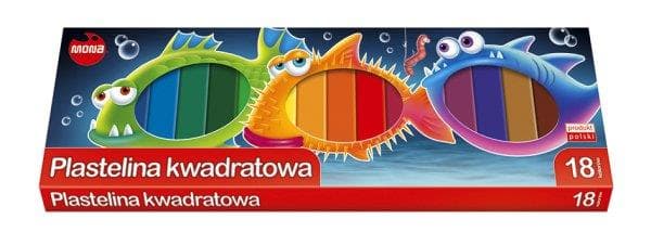 Mona Plasticine firkantet 18 farver
