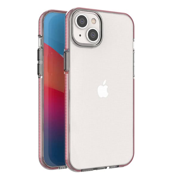 Spring Case Cover til iPhone 14 Plus Silikonecover med ramme lyserød