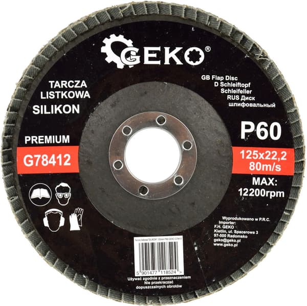 Lamellslipskiva \"Silicone\" 125mm P60 GEKO PREMIUM (10/200)