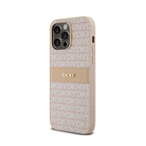 DKNY DKHCP14LPRTHSLP iPhone 14 Pro 6.1\" lyserød/pink hardcase Læder Mono Stripe & Metal Logo