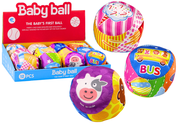 Blød bold med rangle Farverig bold Dyr Frugter 10cm MIX